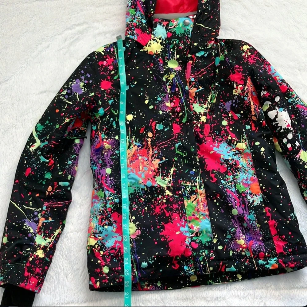 Like New Gsou Snow Multicolor Splash Ink Spatter Snowboard Ski Coat, Size Small